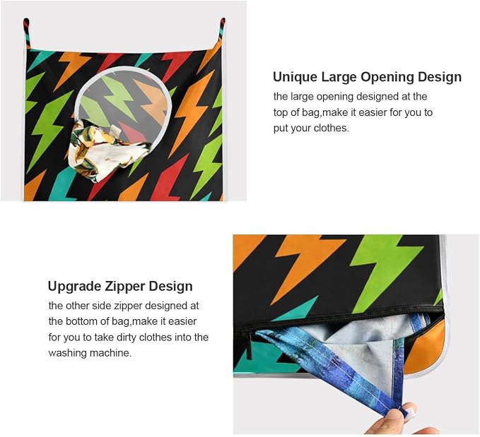 1PC Hanging Laundry Hamper Bag Over the Door Laundry Hamper Wall Hamper Large - Image 4