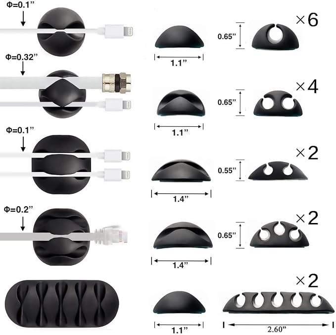 Desk Cable Management Cord Organizer, 16 Pack White Self Adhesive Cord Holder - Image 2