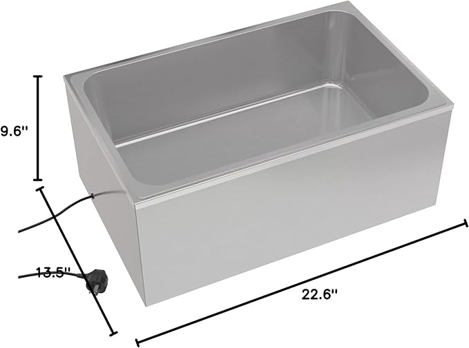 KoolMore Commercial Bain Marie Countertop Food Warmer, Soup Station, and Buffet Table Server with One Serving Section, Stainless-Steel Steamer with Auto Shut Off (CFW-1), Silver