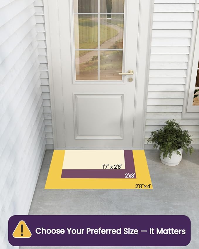 DEXI Front Door Mat Outside Entrance Rubber 32x48, Welcome Floor Doormat Heavy Duty Non Slip, Dirt Trapper Waterproof Exterior Entry Mats All Weather for Patio Entryway Drainage, Green