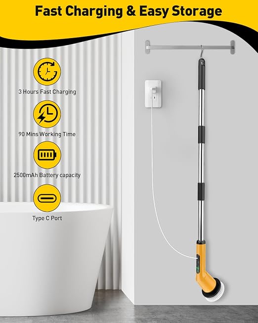 Electric Spin Scrubber for Bathroom, Shower Scrubber - Image 7