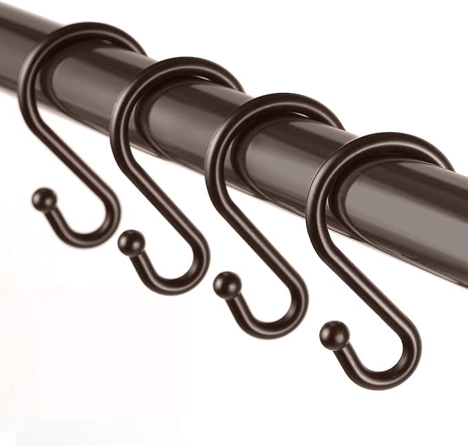 Metal Shower Curtain Hooks，Set of 12 Rings，Rust Resistant S Shaped Hooks Hangers by UNCONSIL