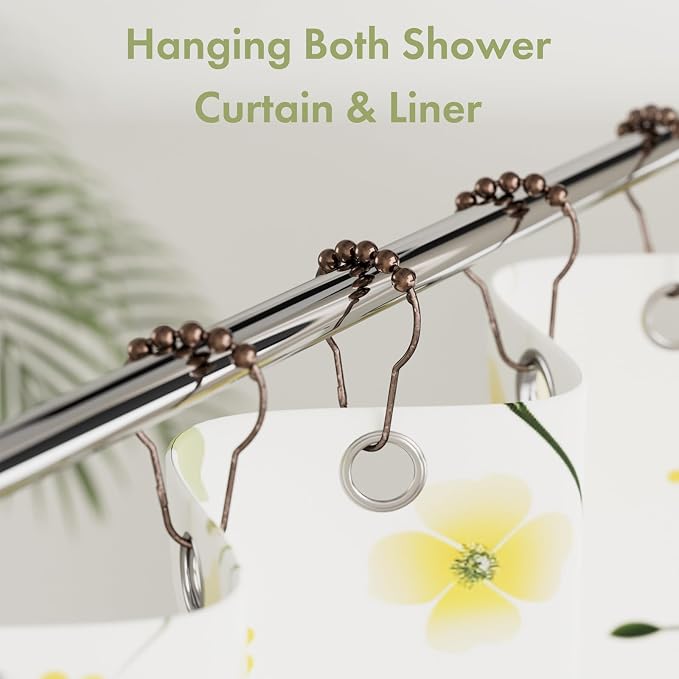 Shower Curtain Hooks, Decorative Bronze Shower Curtain Hooks, Stainless Steel - Image 2