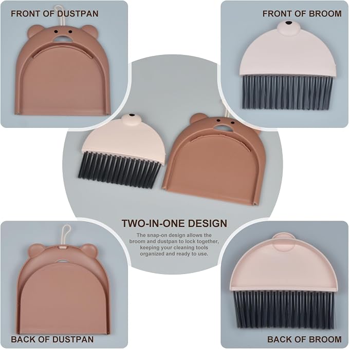 Mini Broom and Dustpan Set 6.2x6.3 Inches Compact Hand Broom - Image 4