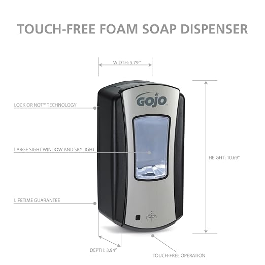 GOJO LTX-12 Automatic Foam Hand Soap Dispenser Chrome 1200mL 1ct - Image 2