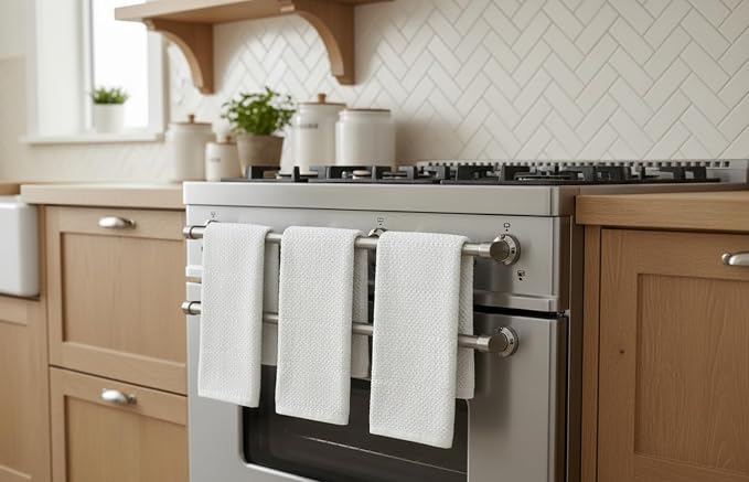 White Kitchen Hand Dish Towels, 100% Cotton - Image 2