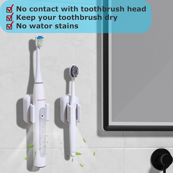 2PCS Wall Mounted Electric Toothbrush Holder, Adhesive & Waterproof Holder | - Image 4