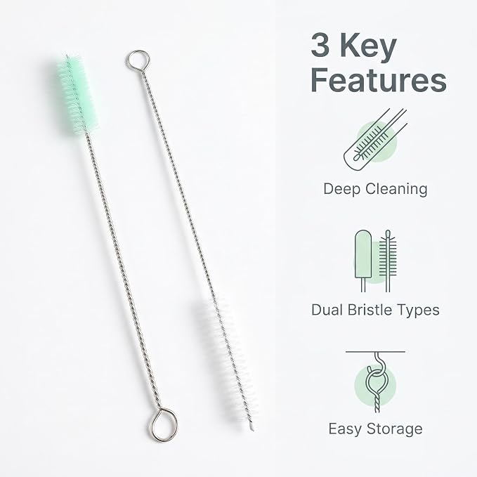 Straw Cleaner Brush, Reusable Metal Handles Straw Cleaner Brush Extra Long - Image 2