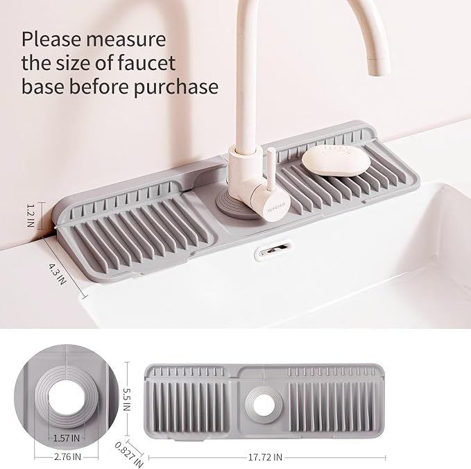 Folding Faucet Mat for Kitchen Sink Upgraded Premium Silicone Splash Guard - Image 2