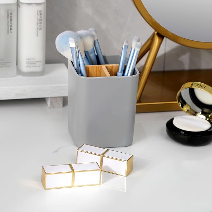 Bamboo Toothbrush Holder for Bathrooms Toothpaste Organizer - Image 4