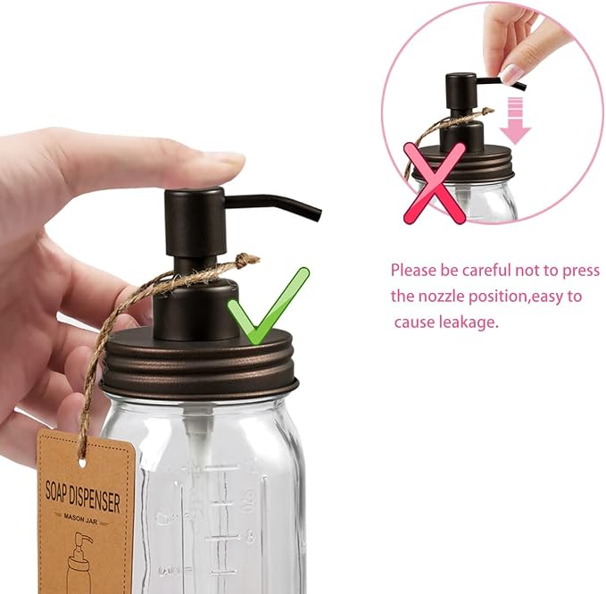 Amolliar Mason Jar Liquid Soap Dispenser, Lotion Dispenser | Rustproof - Image 5