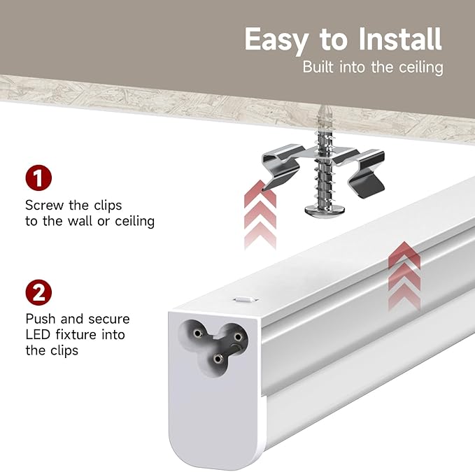 4 Pack T5 LED Shop Light, 4FT, 20W, 6500K 2200LM, Linkable Utility Fixture for Under Cabinet, Kitchen, Garage, Basement, Workshop Lighting, Easy Installation, Plug & Play