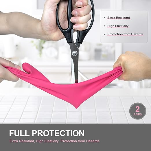 Mamison Rubber Dishwashing Gloves, Non-Slip Kitchen, 2 Pairs | Korean natural - Image 3