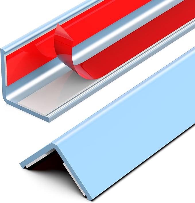 ‎Frychee Wall Corner Protector, Walls Edge Protector，Self-Adhesive Wall Corner Guards,PVC Double Side Edge Protector， Furniture Stairs Guard (Blue 2PCS 120cm/47.2in)