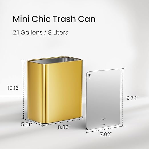 Cesun Small Bathroom Trash Can, 2.1 Gallons, Under Sink Wastebasket, Stainless - Image 3
