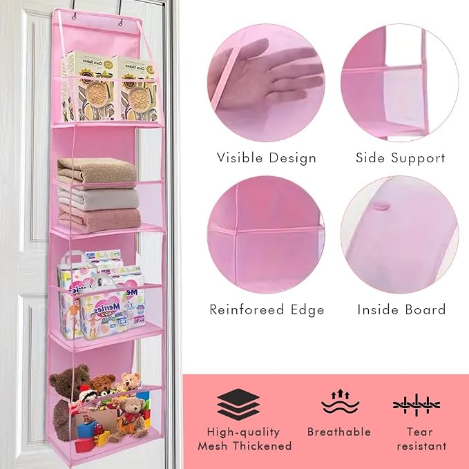 Hanging Closet Organizer, 4 Shelf Over The Door Organizer - Image 6