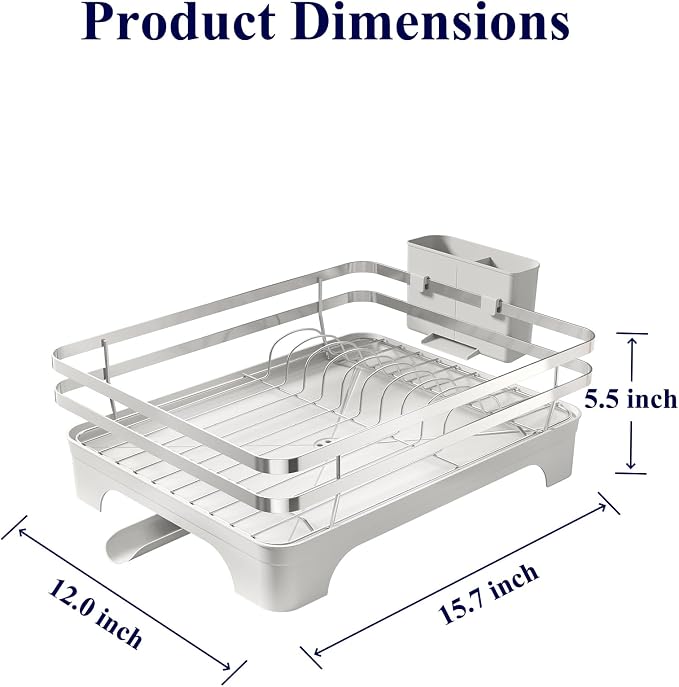 Kitsure Multi-Functional Dish Drying Rack, 15.7" x 12.0" x 5.5", Sliver | Dish - Image 2