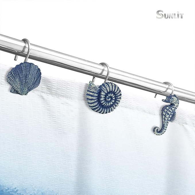 Sunlit Seashells Decorative Shower Curtain Hooks, Nautical Bathroom Decoration - Image 4