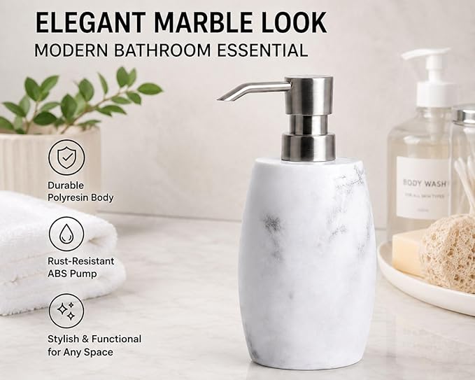 Clasin Home Resin Soap Dispenser Set 2, Refillable Hand Soap Dispenser - Image 2