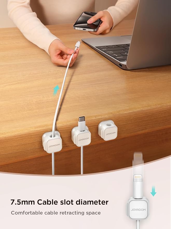 JOYROOM 6 Pack Magnetic Cable Clips, Cord Organizer Adhesive Wire Holder | Home - Image 3