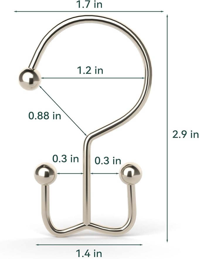 Shower Curtain Hooks, Durable Shower Curtain Rings Rust Proof, Double Glide - Image 4