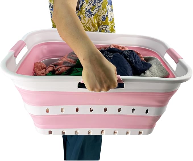 SAMMART 42 Collapsible Plastic Laundry Basket, Foldable Pop Up Storage - Image 5