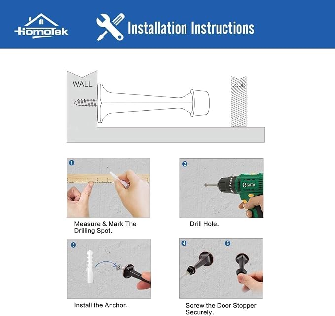 HOMOTEK 24Pack Heavy Duty Solid Rigid Door Stop - Image 6