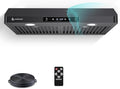 AMZCHEF Under Cabinet Range Hood 30 Inch, 750CFM Stainless Steel Kitchen Stove Vent Hood 3 Speed Exhaust Fan Touch/Remote/Gesture Control LED lights Time Setting Dishwasher-Safe Baffle Filters-Black