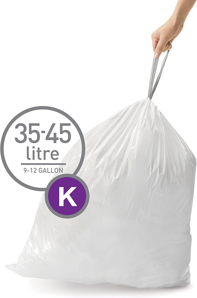 simplehuman Code K 60 Count Custom Fit Liners, Drawstring Kitchen Trash Bags - Image 2