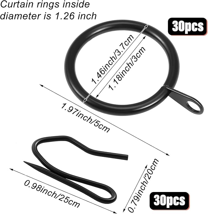 30 Pieces Metal Drapery Curtain Rings Curtain Hanging Rings and 30 Pieces Metal - Image 2