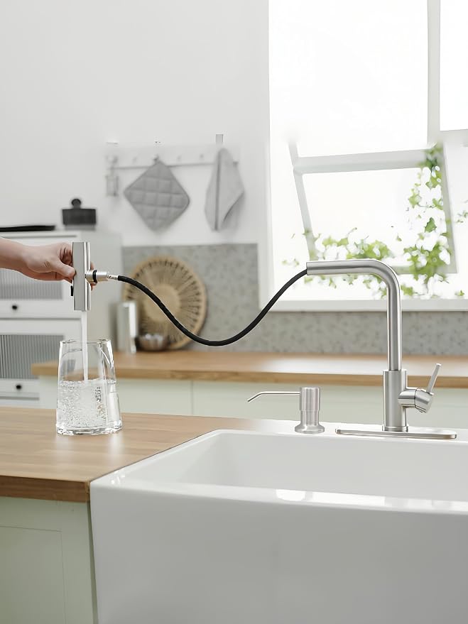 Kitchen Faucets with Pull Down Sprayer, Waterfall Kitchen Sink Faucet with Soap - Image 6