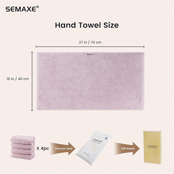 4-Pack Purple Cotton Hand Towels - Image 2