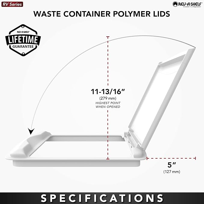 Rev-A-Shelf 50 Qt Under Sink Garbage Can Lid for Base Kitchen & Bathroom Cabinet, Replacement Plastic Trash Bin Lid Only, Champagne, RV-50-LID-12-1-40