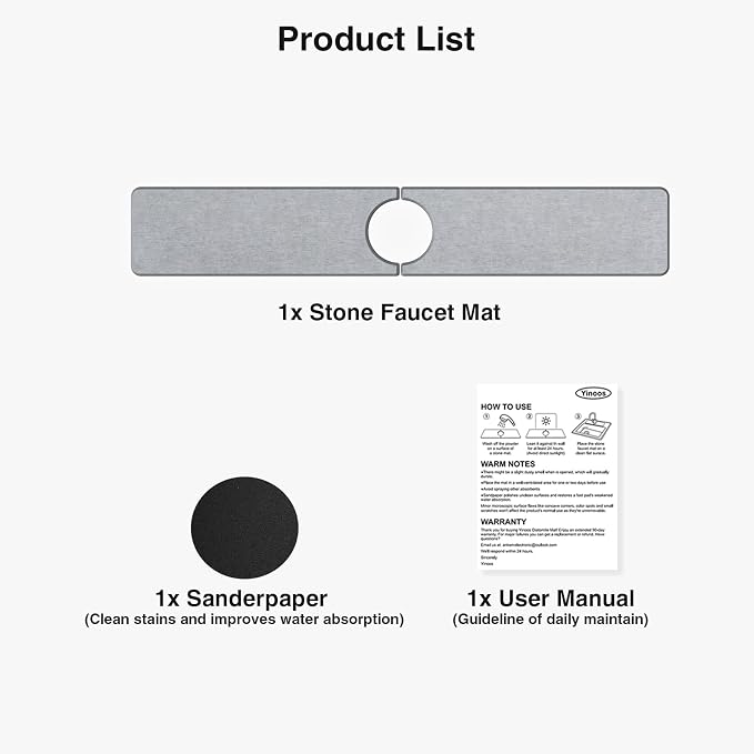 Premium Stone Faucet Mat for Kitchen Sink, 23.6" x 4" Light Gray | Quick Drying - Image 7
