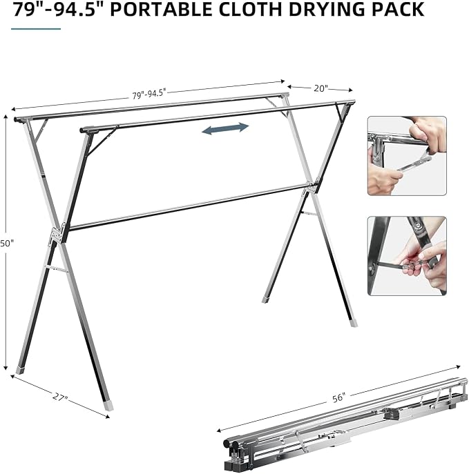 79" Clothes Drying Rack, Laundry Drying Rack Clothing - Image 6