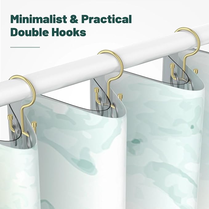 Shower Curtain Hooks, Shower Curtain Rings, Durable Gold Shower Curtain Hangers - Image 6