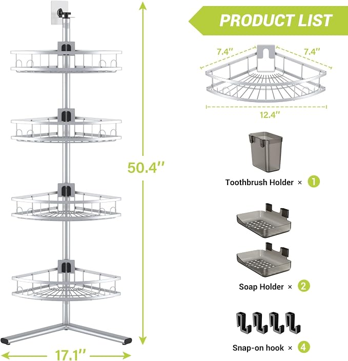 Aitatty Floor Standing Corner Shower Caddy - Image 9