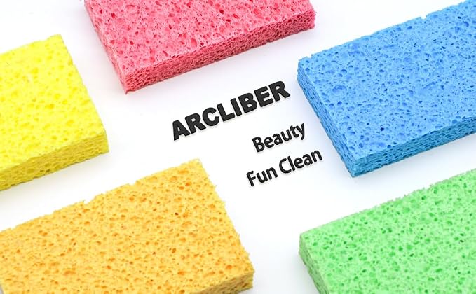 6 Pack Blue Cellulose Scrub Sponges Non-Scratch Heavy Duty Kitchen | Cellulose - Image 2