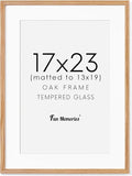 17x23 Picture Frame, Solid Oak Wood Poster Frame, Photo Frame for Wall 17x23 Matted to 13x19, Tempered Real Glass, Photo Frame for Vertical or Horizontal Hanging, (Natural Oak Color, 1 Pack)