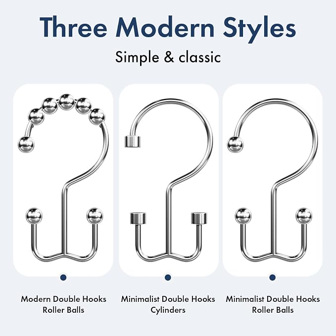Bathway Shower Curtain Hooks Chrome Shower Curtain Rings - Image 7