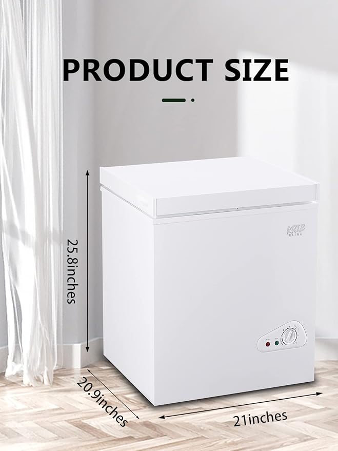 3.5 Cu.Ft Deep Compact Freezer with a Removable Basket, Chest Freezer 7 Gears Temperature Control(-18°F to -46°F), for House, Garage, Kitchen, Basement, Shop, White