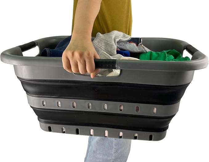 SAMMART Collapsible 3 Handled Plastic Laundry Basket - Image 8