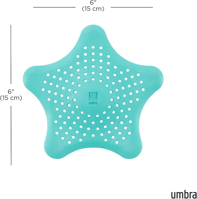 Umbra Starfish Hair Catcher, Suction Cup Drain Cover, Surf Blue - Image 3