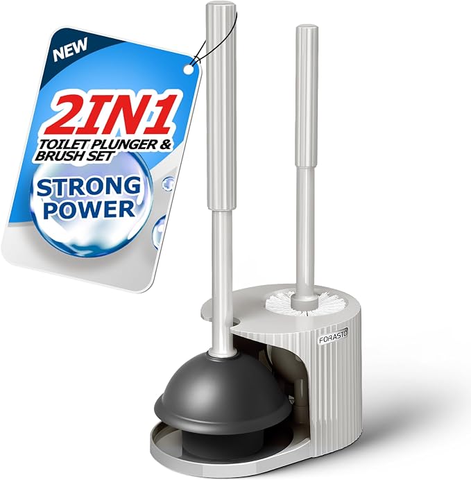 FORASTO 2in1 Toilet Brush & Plunger Set, Bathroom Essentials by FORASTO
