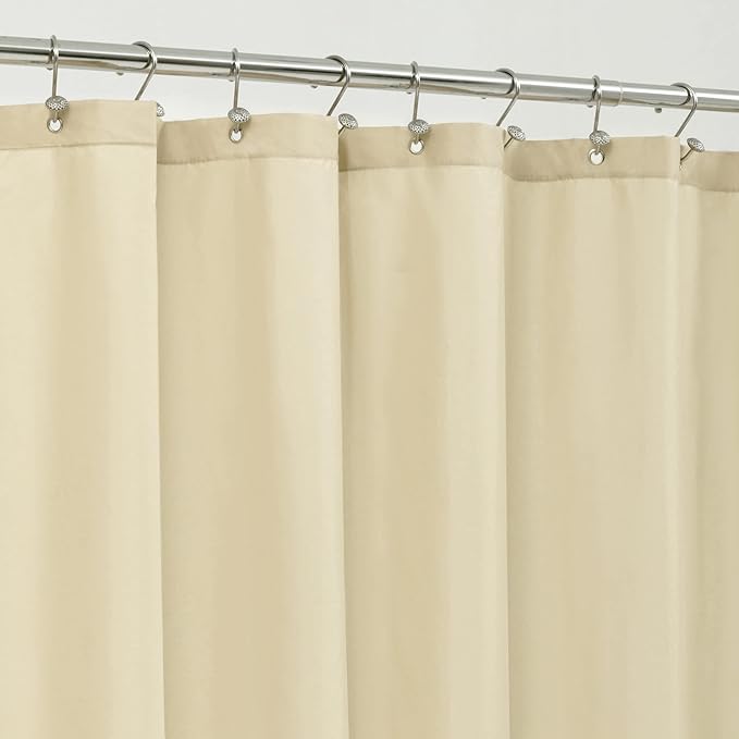 ALYVIA SPRING 72x96 Extra Long Waterproof Fabric Shower Curtain Liner Cream by ALYVIASPRING