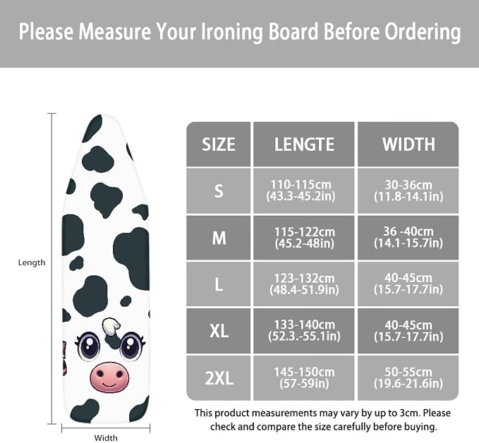 Cute Cow Pattern Ironing Board Cover 14x45 Ironing Board Cover, Resist - Image 6