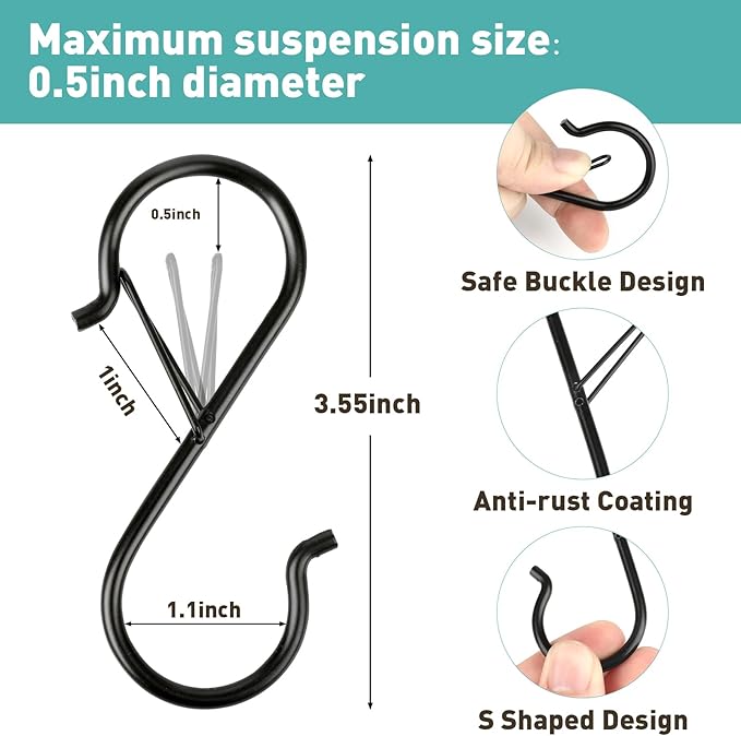 20 Pcs S Hooks for Hanging Heavy Duty, Metal S Hook - Image 2