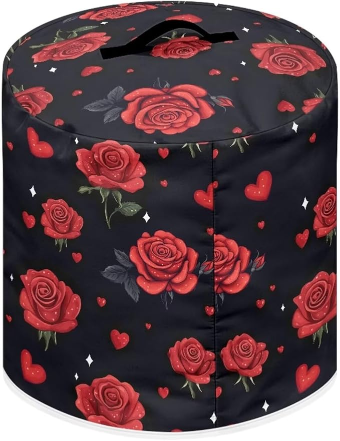 Pressure Cooker Cover for Women,Insulated Rice Cooker Cover with Easy to Clean Red Rose Waterproof Dust Cover with Pockets for Instant Pot 3 Quart Appliance Cover
