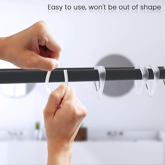 Top-spring Clear Shower Curtain Hooks 12Pcs Drop Shaped Hooks - Image 2