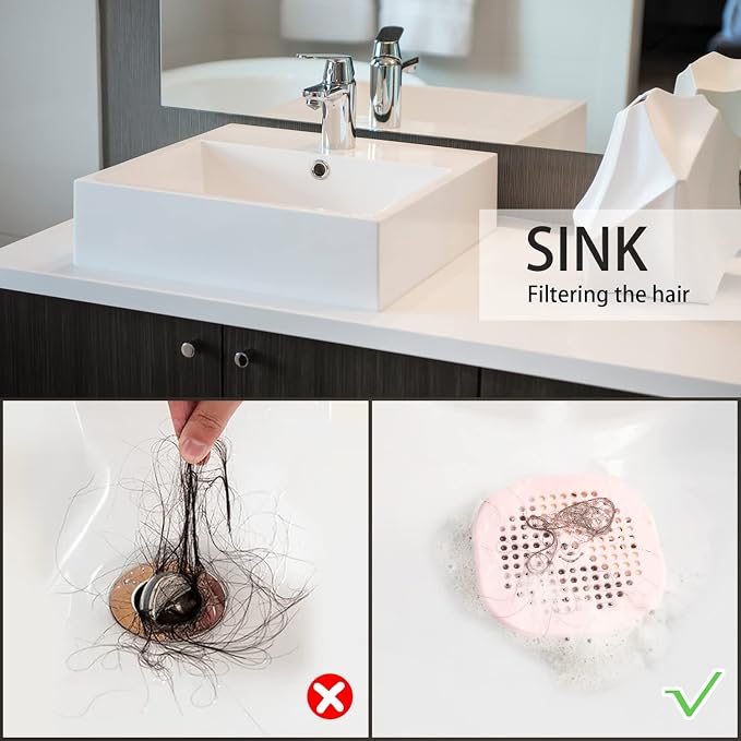 2 Pack Drain Cover Hair Catcher Silicone Drain Protector Hair Stopper - Image 4